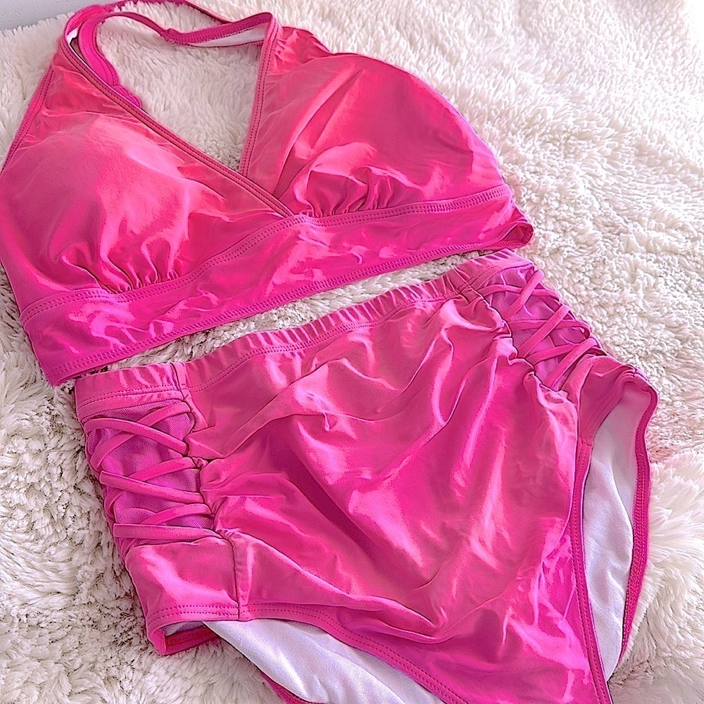 Adorable pink bakini. Bathing suit. Size 14